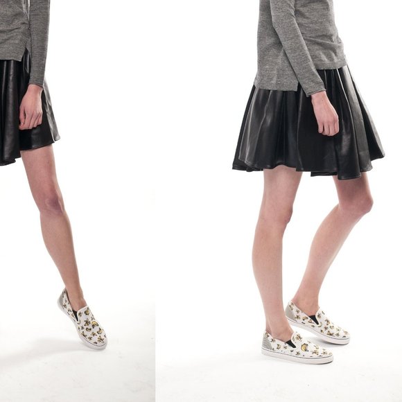 NWT ELEVENPARIS Black Glossy Vegan Leather Asymmetric Mini Skirt 38 XS US 2 $148 - Picture 3 of 7